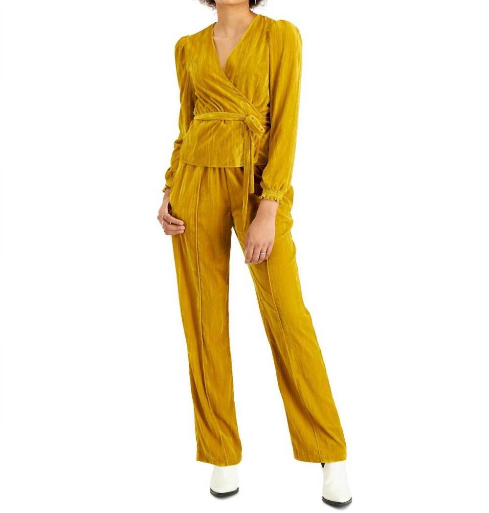 NEW LEYDEN velvet wrap top in gold